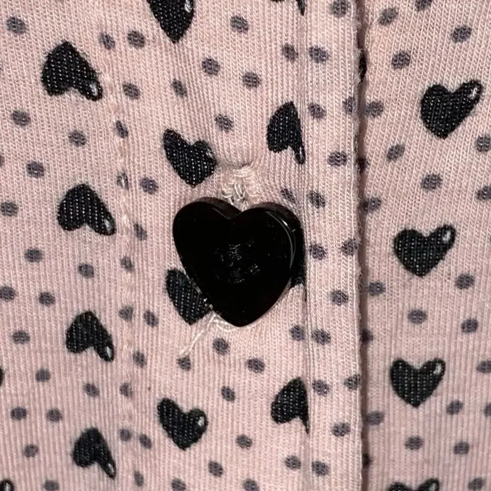 Betsey Johnson Heart Print Pajama Sleep Dress Lounge Shirt Small